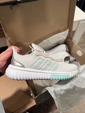 adidas Women's White Knit Sneakers with Mint Accents